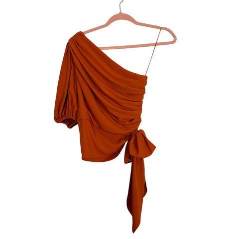 Amanda Uprichard Burnt Orange One Shoulder Tie Top - Size XS (See Notes)