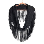 No Brand Charcoal Knit Fringe Infinity Scarf