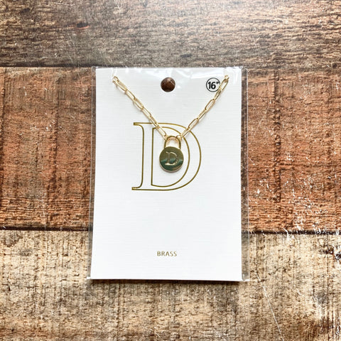 Brass 16" Letter "D" Initial Necklace (New in Bag)