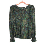 Pleione Paisley Long Puff Sleeve Blouse NWT- Size M