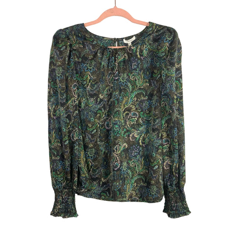 Pleione Paisley Long Puff Sleeve Blouse NWT- Size M