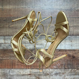 Stuart Weitzman Gold Lace Up Heel Sandals- Size 7