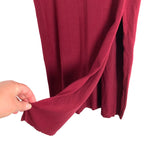 Express Maroon Knit Mock Neck with Ruched Side and Side Slit Maxi Dress- Size S (sold out online)