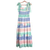 AURA Pastel Striped Shoulder Tie Dress- Size M (sold out online)
