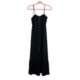 Dokotoo Black Smocked Bodice Faux Button Up Dress- Size S