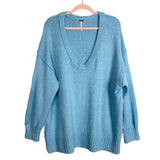 Free People Light Blue Exposed Seam Brookside Sweater- Size L