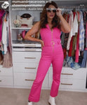 Show Me Your Mumu Hot Pink Jean Jumpsuit- Size M