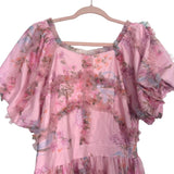 Ivy City Co. Pink Floral Ruffle Tulle Dress- Size 12