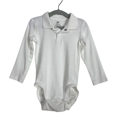 H&M White Organic Cotton Polo Onesie - Size US 18M (See Notes)