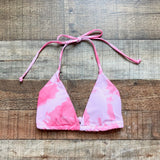 No Brand Pink Tie Dye Padded Triangle String Bikini Top- Size S