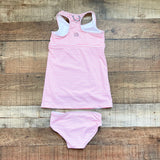 Prodoh Pink/White Striped Racerback Swim Dress with Matching Swim Bottoms- Size 4T (see notes, sold as a set)