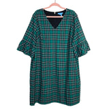 Draper James Green/Black/White Plaid Ruffle Sleeves Shift Dress- Size 18 (sold out online)