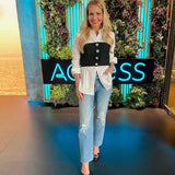 Veronica Beard White with Black Cropped Bustier Overlay Miki Button Down Blouse- Size 2 (see notes - sold out online!)