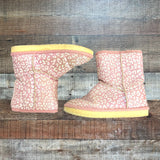 Weestep Girl’s Pink Animal Print Faux Fur Lined Boots- Size 1 (see notes)