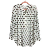 LOFT Multi-Color Firefly Button Front Roll Tab Sleeves Top- Size M (see notes)