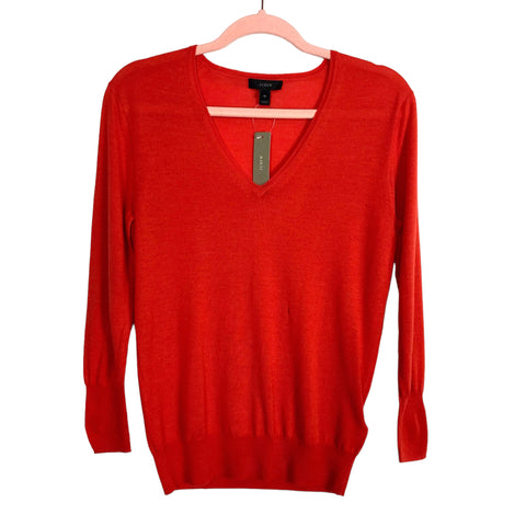 J. Crew Red 100% Merino Wool V-Neck Lightweight Sweater NWT-Size XS (see notes)