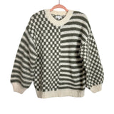Blu Pepper Ivory/Olive Checkered and Striped Sweater- Size S (sold out online)