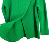 La Maille Sezane Green Wool Blend Mock Neck Chunky Knit with Split Back Sweater- Size M