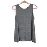 Loft Charcoal/White Striped with Double Back Ties Tank- Size S