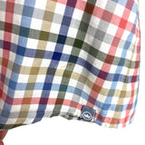Peter Millar Men’s Navy/Red/Mustard Checkered Dress Shirt- Size L (see notes)