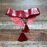 Odette Gomes Wine Animal Skin Tassel Tie Belt (see notes)