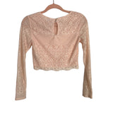 No Brand Light Pink Lace Overlay Slightly Sheer Cropped Top- Size 2