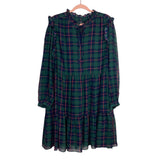 J. Crew Black Watch Tartan Tie-Neck Tiered Dress- Size 2X (sold out online)
