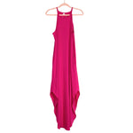 Anrabess Hot Pink High Neck with Rounded Hem Maxi Dress NWOT- Size L