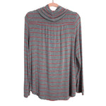 Loft Gray/Pink Striped Knit Turtleneck Top- Size L