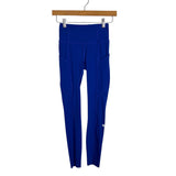 Lululemon Blue with Side Pockets Raw Hem Exposed Seams Leggings - Size 2 (Inseam 24.5”)