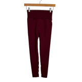 No Brand Maroon with Ribbed Waist Leggings- Size S (Inseam 23”)