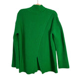La Maille Sezane Green Wool Blend Mock Neck Chunky Knit with Split Back Sweater- Size M