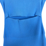 A.L.C. Blue Ribbed Knit with Cut Out and Asymmetrical Hem and Slit Maxi Dress- Size XS (see notes, sold out online)