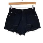 Superdown Black Distressed Raw Hem Simi Jean Shorts- Size 26 (sold out online)
