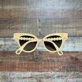 Lele Sadoughi Mother of Pearl Cat-Eye Faux Pearl Arm Sunglasses With Soft Case