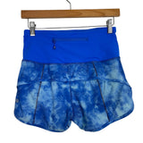 Lululemon Blue Tie Dye with Back Vents Running Shorts- Size 4