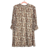 Hayden Cream Browns Floral Print Mock Neck Back Tie Dress- Size L