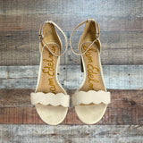 Sam Edelman White Scalloped Strap Heeled Sandals- Size 9.5 (see notes)