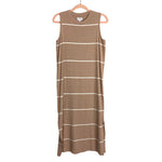 Mudpie Tan White Striped Side Slit Tank Dress NWT- Size S