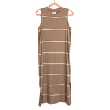 Mudpie Tan White Striped Side Slit Tank Dress NWT- Size S