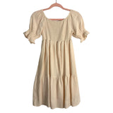 No Brand (Cupshe) Cream Gauze Off the Shoulder Smocked Dress- Size S