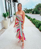 FATE Striped Smocked Back Bandana Top- Size S (we have matching skirt)