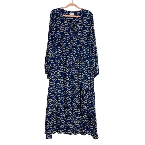 Maelu Navy Printed Front Tie Dress- Size L