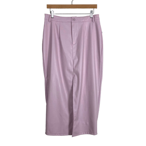 Fashion to Figure Pale Lilac Faux Leather Front Slit Skirt NWT- Size 0/XL
