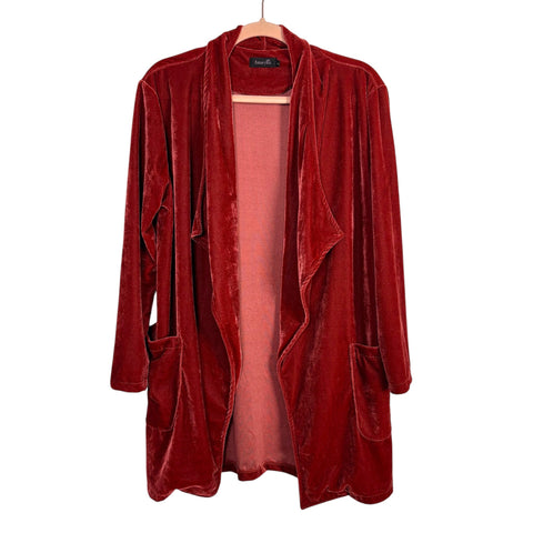 Amaryllis Brick Velvet Open Front Jacket- Size S