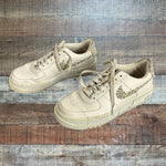 Nike Air Force 1 White Leather Animal Print Sneakers- Size 9.5