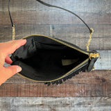 Burberry Black Calf Suede Clutch with Removable Chain Shoulder Strap
