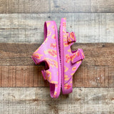 Scoop Double Strap Pink and Orange Slide Sandals- Size 7