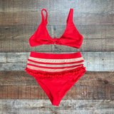 Tularosa Red Front Knot Bikini Top- Size S (we have matching bottoms)