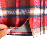 MSBASIC Red Plaid Front Slit Mini Skirt- Size M